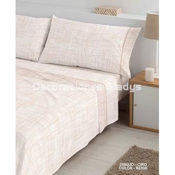 JUEGO DE SABANAS TELA CIRO BEIGE - Imagen 1