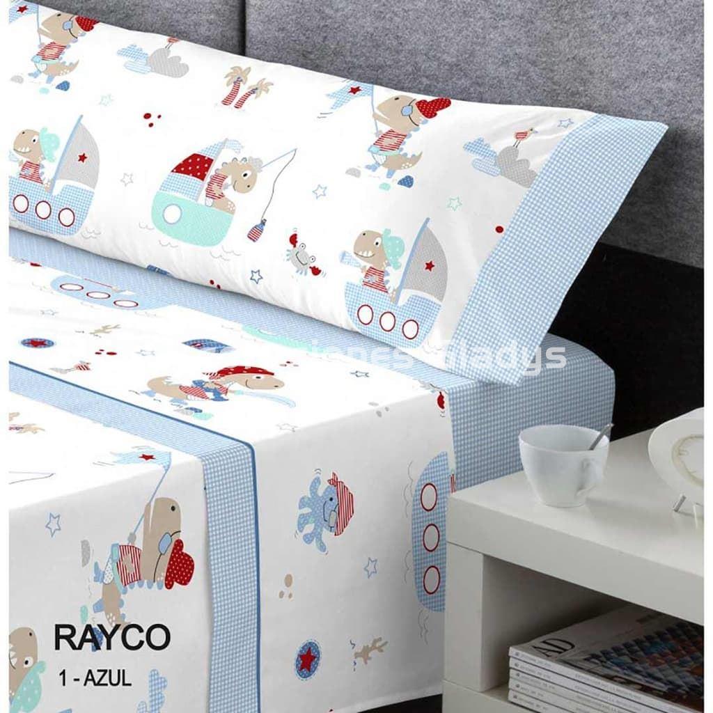 JUEGO DE SABANAS TELA RAYCO AZUL KABELY KIDS - Imagen 1