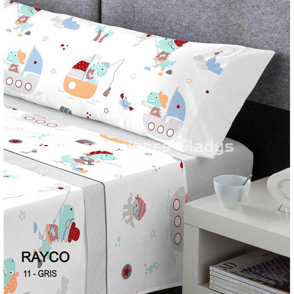 JUEGO DE SABANAS TELA RAYCO GRIS KABELY KIDS - Imagen 1