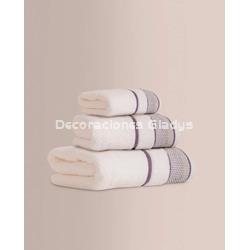 JUEGO DE TOALLAS JACQUARD ARET BLANCO - Imagen 1