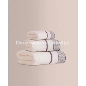 JUEGO DE TOALLAS JACQUARD ARET BLANCO - Imagen 1