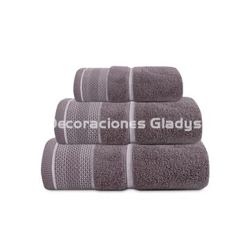 JUEGO DE TOALLAS JACQUARD ARET GRIS - Imagen 1