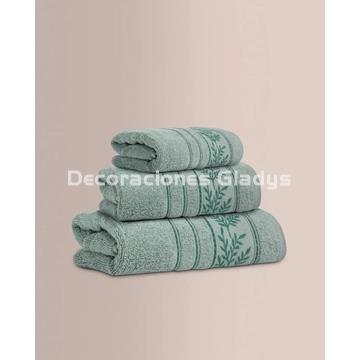 JUEGO DE TOALLAS JACQUARD YEUDI VERDE - Imagen 1