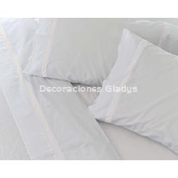 JUEGO SÁBANAS ALGODÓN PERCAL BLANCO-BLANCO - Imagen 2