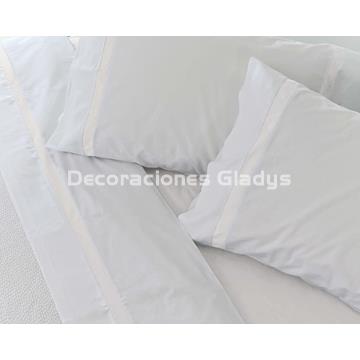 JUEGO SÁBANAS ALGODÓN PERCAL BLANCO-BLANCO - Imagen 2
