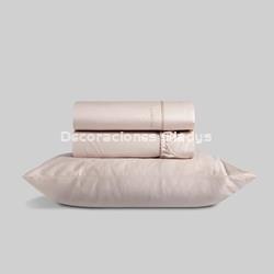 JUEGO SABANAS SATÉN 300 HILOS ELBA BEIG - Imagen 1