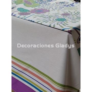 MANTEL ANTIMANCHAS FLOWERS - Imagen 1