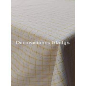 MANTEL CUADROS AMARILLO - Imagen 1