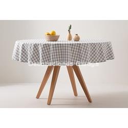 MANTEL REDONDO ANTIMANCHAS VICHY GRIS - Imagen 1