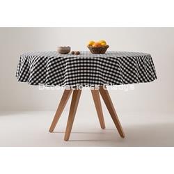 MANTEL REDONDO ANTIMANCHAS VICHY NEGRO - Imagen 1