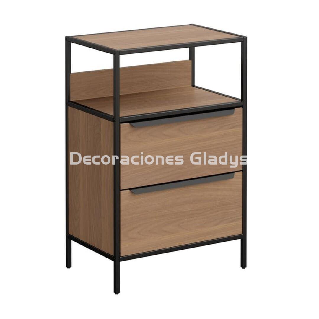 MESA 2 CAJONES CON ESTANTE COLOR ROBLE SOHO -KIT - Imagen 1