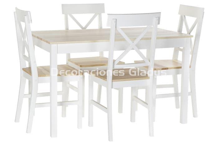 MESA COMEDOR SET 5 ALAMO 4 SILLAS BLANCO - Imagen 1