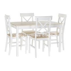MESA COMEDOR SET 5 ALAMO 4 SILLAS BLANCO - Imagen 1