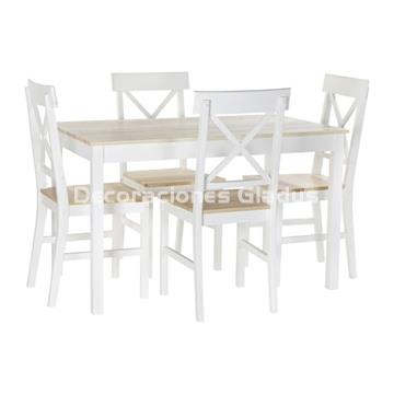 MESA COMEDOR SET 5 ALAMO 4 SILLAS BLANCO - Imagen 1