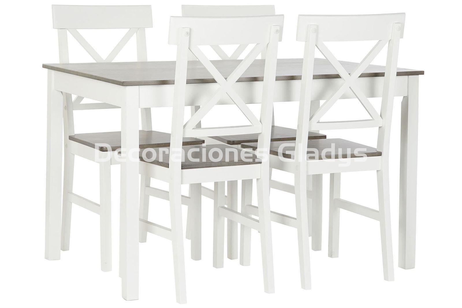 MESA COMEDOR SET 5 ALAMO 4 SILLAS BLANCO - Imagen 1