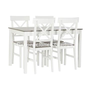 MESA COMEDOR SET 5 ALAMO 4 SILLAS BLANCO - Imagen 1