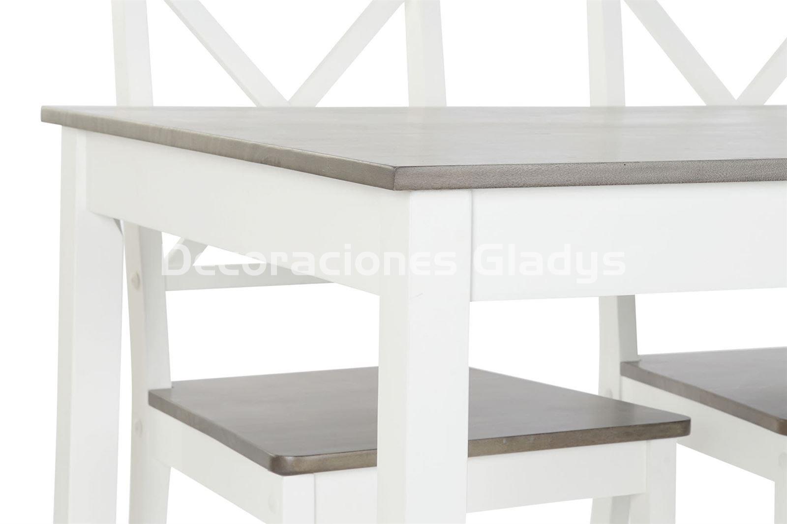 MESA COMEDOR SET 5 ALAMO 4 SILLAS BLANCO - Imagen 3