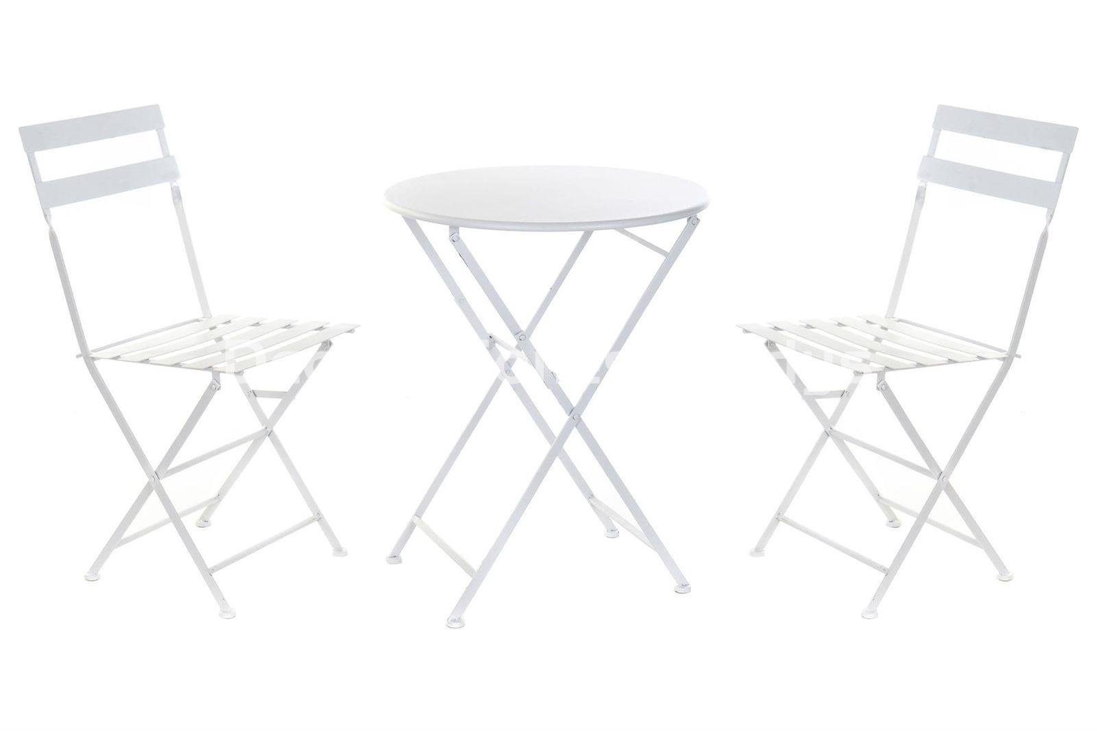 MESA SET 3 METAL PLEGABLE BLANCO - Imagen 1