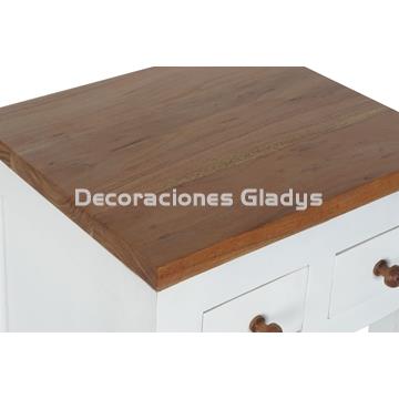 MESITA DE NOCHE MANGO ACACIA BLANCO - Imagen 2