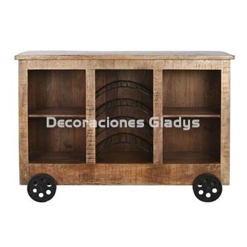 MUEBLE BAR MANGO METAL  RUEDAS NATURAL - Imagen 1