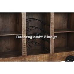 MUEBLE BAR MANGO METAL  RUEDAS NATURAL - Imagen 2