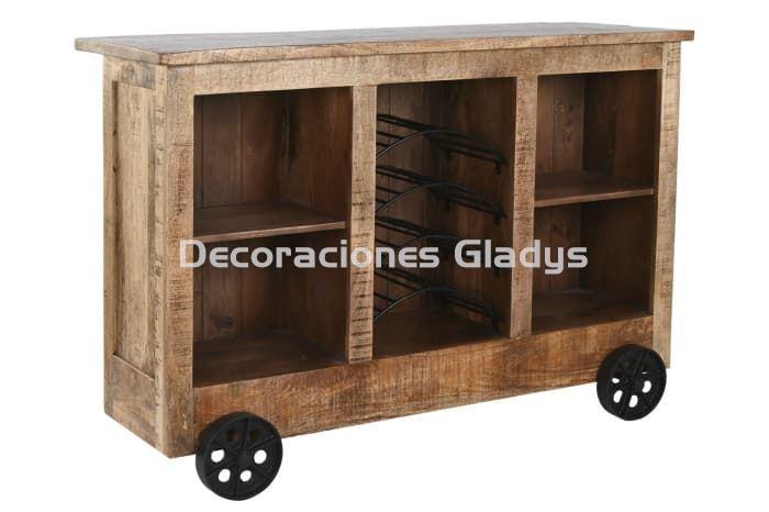 MUEBLE BAR MANGO METAL  RUEDAS NATURAL - Imagen 3