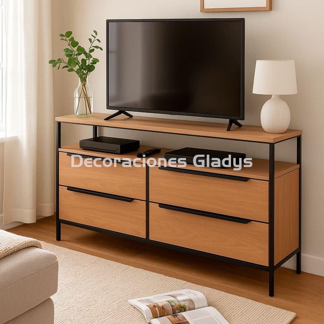MUEBLE TV CAJONES 1 ESTANTE COLOR ROBLE SOHO -KIT - Imagen 1