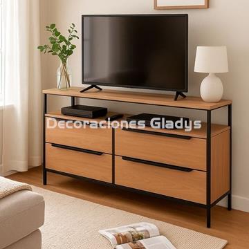 MUEBLE TV CAJONES 1 ESTANTE COLOR ROBLE SOHO -KIT - Imagen 1