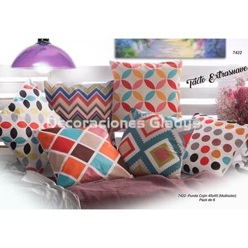 PACK 6 FUNDAS COJIN MULTICOLOR - Imagen 1