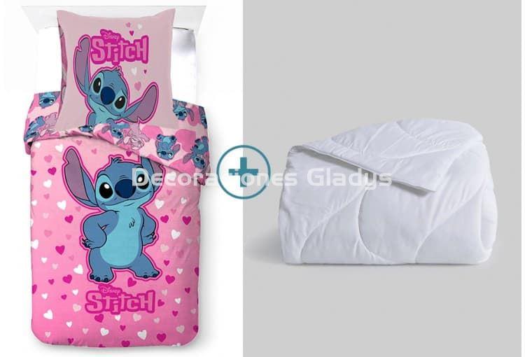 PACK FUNDA NORDICA + RELLENO LILO & STITCH ROSA - Imagen 1