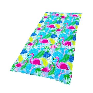 PAREO PLAYA ESTAMPADO CON RIZO  FLAMINGO - Imagen 2