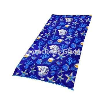 PAREO PLAYA ESTAMPADO CON RIZO  NAUTILUS AZUL OSCURO - Imagen 2