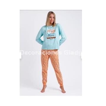 PIJAMA MUJER EQUIPO 60364 TURQUESA MR WONDERFUL - Imagen 2
