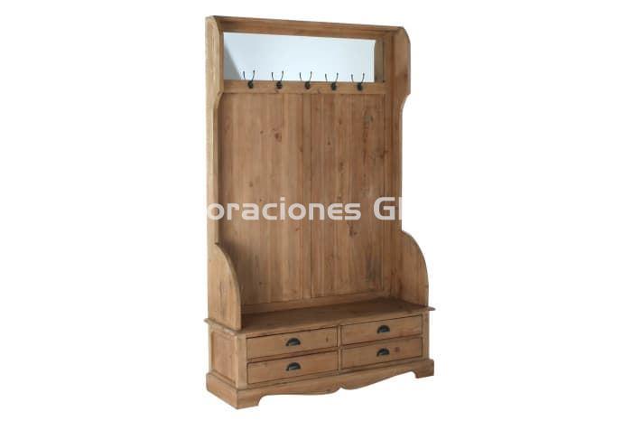 RECIBIDOR PINO RECICLADO ESPEJO  NATURAL - Imagen 1
