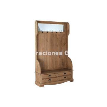 RECIBIDOR PINO RECICLADO ESPEJO  NATURAL - Imagen 1
