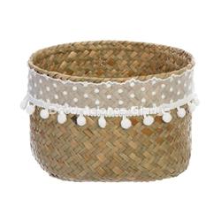 SET 2 CESTAS MIMBRE POMPONETES - Imagen 2