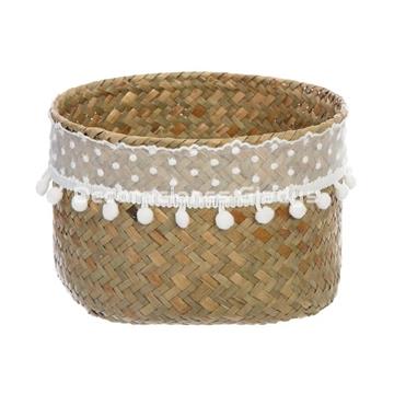 SET 2 CESTAS MIMBRE POMPONETES - Imagen 2