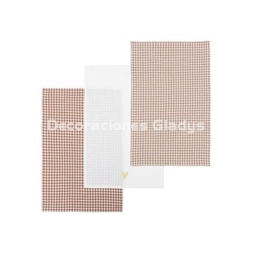 SET 3 PAÑOS VICHY CORAZON - Imagen 1