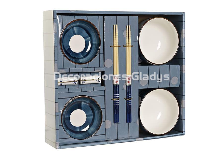 SET SUSHI PORCELANA BAMBU AZUL - Imagen 1