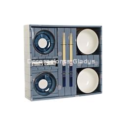 SET SUSHI PORCELANA BAMBU AZUL - Imagen 1