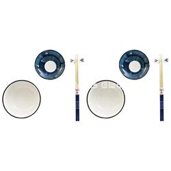 SET SUSHI PORCELANA BAMBU AZUL - Imagen 2