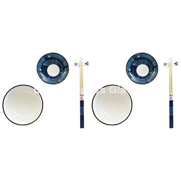 SET SUSHI PORCELANA BAMBU AZUL - Imagen 2