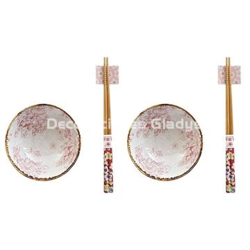 SET SUSHI PORCELANA BAMBU ROSA - Imagen 2