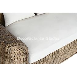 SOFA RATAN  CON COJINES ALGOD N NATURAL - Imagen 2