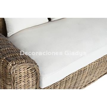 SOFA RATAN  CON COJINES ALGOD N NATURAL - Imagen 2
