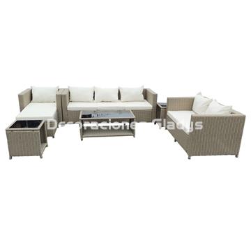 SOFA SET 7 RATAN SINTETICO  CON COJINES - Imagen 1
