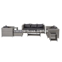 SOFA SET 7 RATAN SINTETICO  CON COJINES - Imagen 2